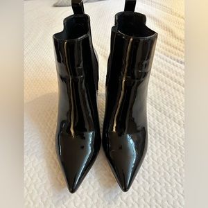 Saks patent leather booties